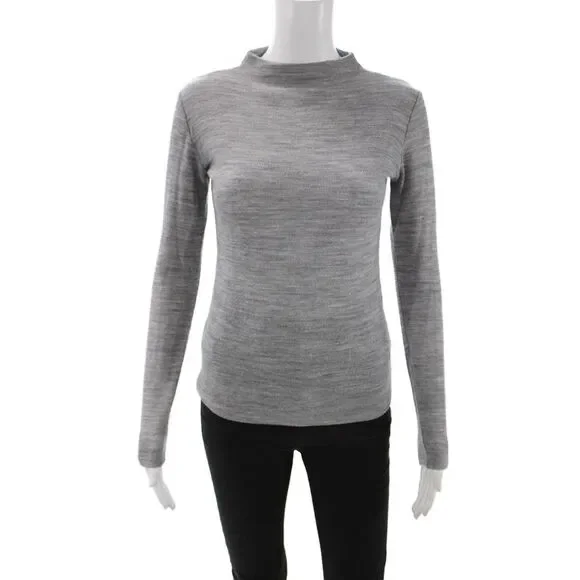 Vince Unisex Gray Wool Blend Mock Neck Pullover Long Sleeve Size XS - Picture 1 of 6